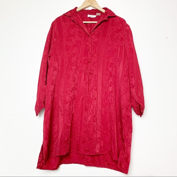 Vintage Victoria’s Secret Red Paisley Sleep Shirt Women’s Size Small - Picture 1 of 9